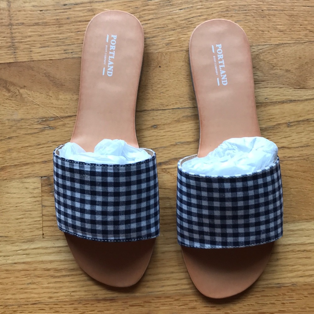 Gingham print slip on sandals - Picture 4 of 7